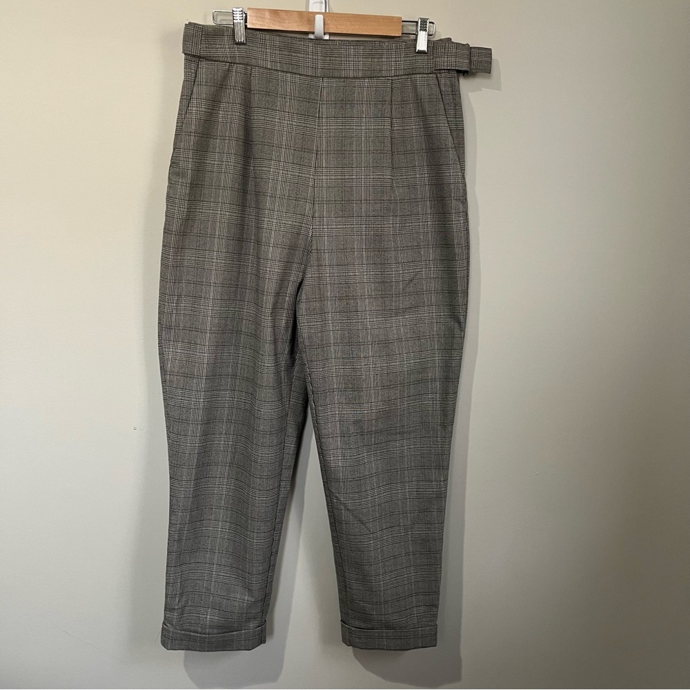 H&M Tapered Leg Checked Trouser - Size 12